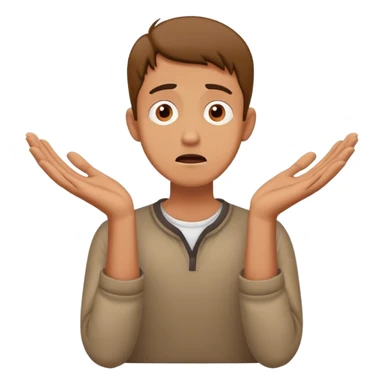 anxious man with hands outstretched in begging position with worried fearful expression sticker