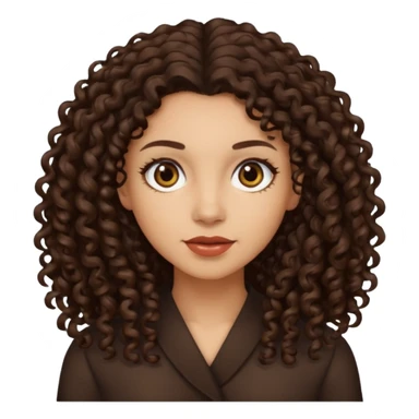 Woman with light skin and dark brown eyes and dark brown long curly hair sticker