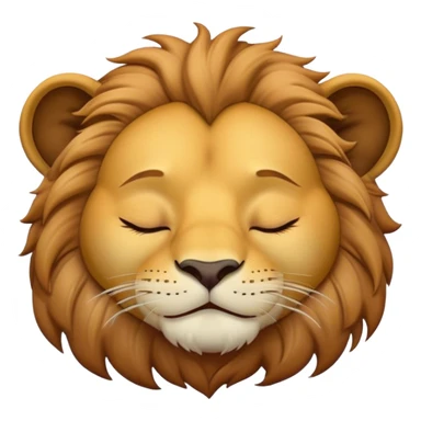 Meme-Worthy Cute Sleeping Lion Portrait Emoji, Head resting peacefully with a contented smile, showcasing a robust build and a luxuriously soft tawny Fur with a flowing mane, eyes shut in a serene, restful nap, Simplified yet hilariously adorable features, highly detailed, glowing with a soft, drowsy light, high shine, relaxed and utterly lovable, stylized with an air of playful laziness, bright and heartwarming, soft glowing outline, capturing the essence of a comically sleepy lion, so meme-worthy it feels like it could instantly become the next viral sensation of adorable slumber! sticker