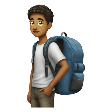 Full length latin teenage boy with backpack sticker