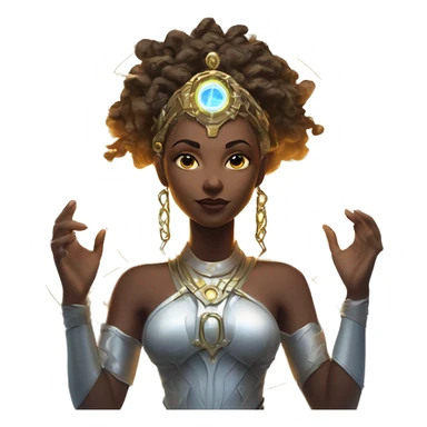 Technomancy Goddess is a mystical being who controls both magic and technology. She can cast spells on technological networks. Her powers blend the ancient art of magic with advanced cybernetics and technology. She can command machines sticker