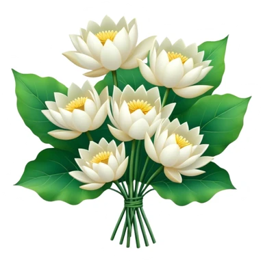 bouquet white lotus,stem, leaf sticker