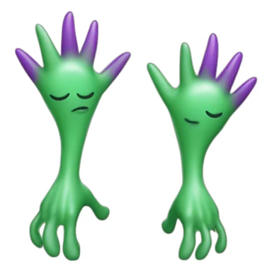 green alien with purple hands and feet and midsection with pointy green ears and big smile sticker