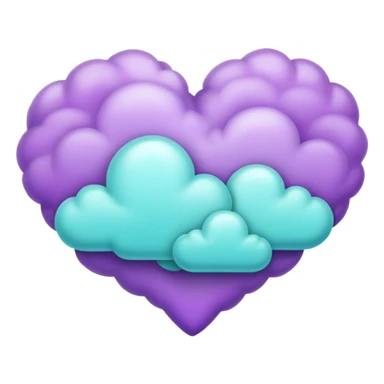 Teal and Purple cloud heart sticker