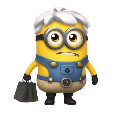 Despicable 4 character mega minion with a white hair bow and skirt, eyelashes, and shopping bags sticker