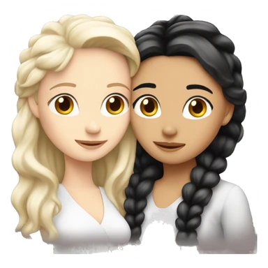 Two white girls with black ￼hair hugging  sticker