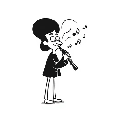 Squidward Tentacles playing the clarinet, hand drawn doodle style sticker