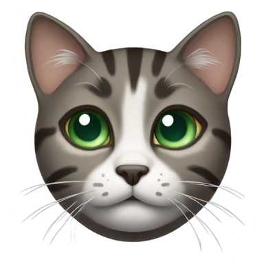 Dark brown gray tabby cat with blueish green eyes saying I’m sorry   sticker