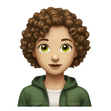 girl with brown curly hair,green eyes,Moldovan,standing,very hot sticker