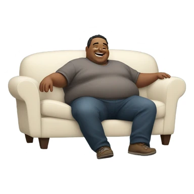 fat guy happily resting on couch sticker