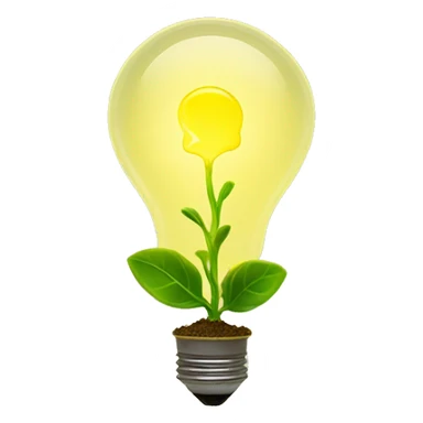 a plant sprout inside a yellow glowing idea lightbulb sticker