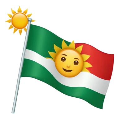 a flag top red middle white bottom green on top of the white a sun  sticker