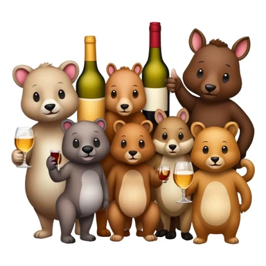 Animals with wine and beer  sticker