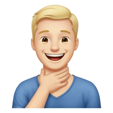 Guy holding neck laughing  sticker
