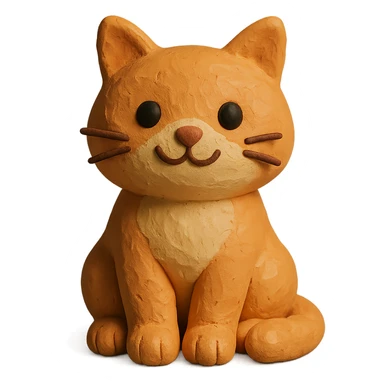 cute cat sitting in claymation style sticker
