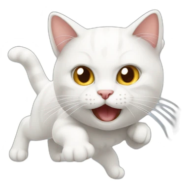 white fighting cat crazy cat sticker