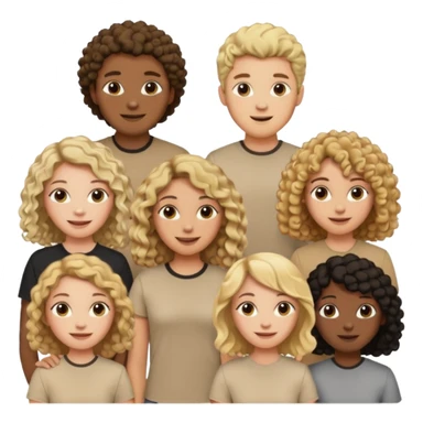 group of people  together ; men and women with brown, blonde, black hair- short hair, long hair and curly hairr wearing beige shirts aesthetic no collar, brown people, white people, black people sticker