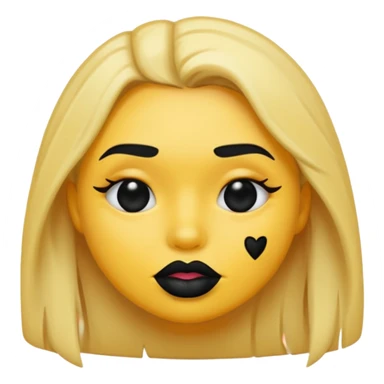 an emoji with black lipstick kiss marks on face sticker