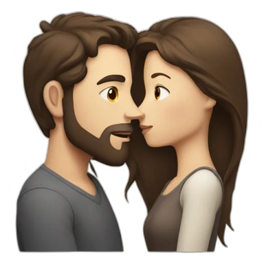 White Man with dark hair no beard kissing white woman with long brown hair sticker