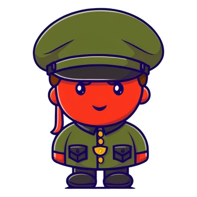 tomato wearing Napoleon Bonaparte's bicorne hat and military officer uniform sticker