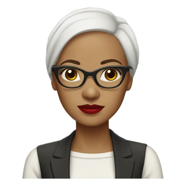 Bald, biracial, woman with glasses and red lipstick  sticker