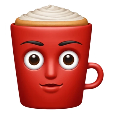 Una figura roja con cabeza cuadrada y cuerpo de rectángulos con cara con dos ojos negros como puntos y cejas preocupadas sin boca y que tenga como una especie de polvo café en la cabeza sticker