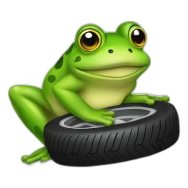 a frog holding a tire sticker