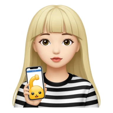 Coreeană cu breton , parul lung și saten, poartă o haină de scenă cu un microfon în mână pe care scrie "Lalisa" sticker