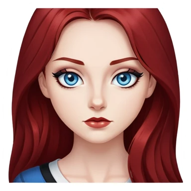 Long dark res hair, blue eyes, sharp black eyeliner Baddie sticker