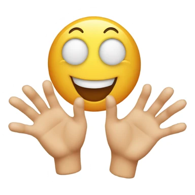An emoji face with both hands placed behind its ears, palms facing forward, as if trying to listen carefully or playfully emphasizing its ears sticker
