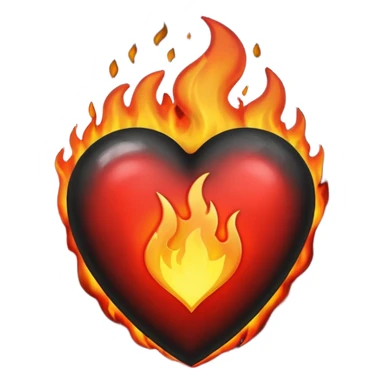 black heart on fire sticker