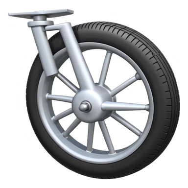 Emoji-style aircraft landing gear with a single wheel and strut, simplified design, clean lines, cartoon-like, isolated on white background, minimal shading sticker