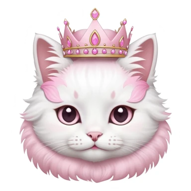 White cat with pink tiara on head sticker