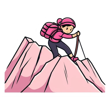 woman in pink clothes mountain climbing sticker