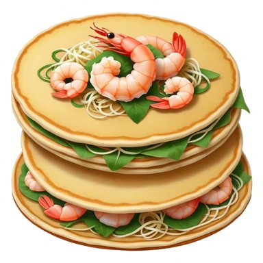 Cinematic Realistic B√°nh x√®o Dish Emoji, depicted as a crispy Vietnamese pancake filled with shrimp, pork, and bean sprouts rendered with dynamic textures and vibrant, appetizing lighting. sticker