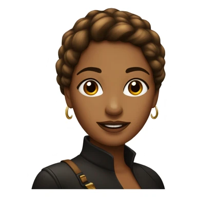 mujer con chasquilla pelo liso y café oscuro de ojos negros y delineado  sticker