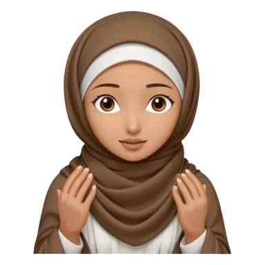 Hijabi girl sitting.     head covered
hands pulling the fabric in
shy-but-dramatic energy
“no cameras pls” but in a cute way
soft + mysterious vibe sticker