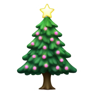 Green New year tree with pink lights sticker