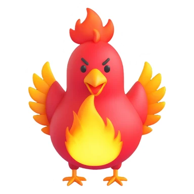 magical fire chicken, 3D emoji style, vibrant fantasy sticker