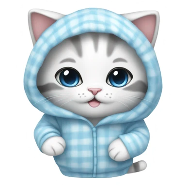 cutest cat with pajamas cute sweet soft blue and white sticker