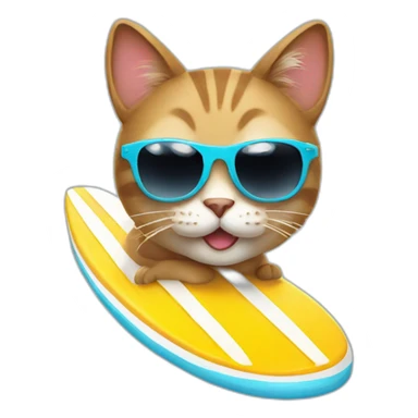 A cat wearing a sunglasses, happy , surfing style sticker