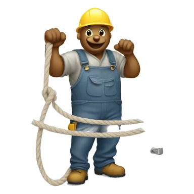 rat construction worker pulling  curtain rope  sticker
