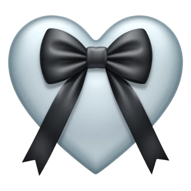 frosted glass black heart with a silver bow and heart pattern on the bow sticker