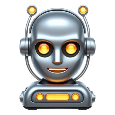 futuristic iron machine with glowing lights, emoji style sticker