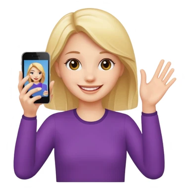 Girls saying bye with a phone on her hand  sticker