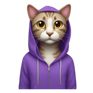 A cat wearing a purple hoodie  sticker