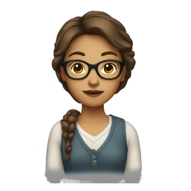 brown hair girl with glasses sticker