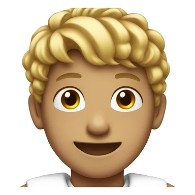 smiling boy in white shirt wearing crown sticker