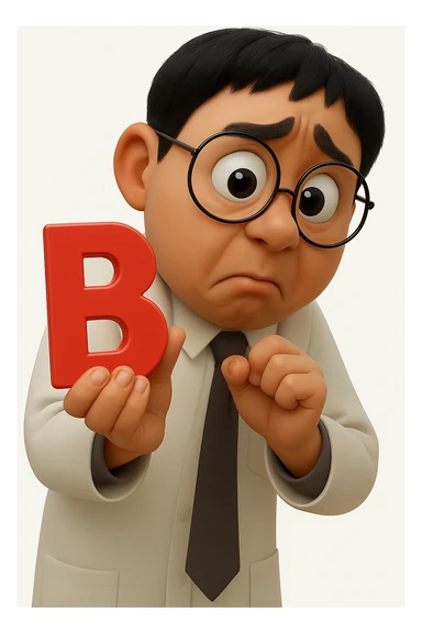 Add the letter B held in the character's hand, keeping the original cartoon style and pose exactly the same. Only add the letter B, do not change anything else. sticker