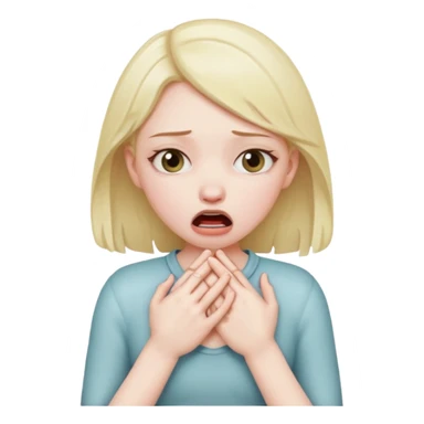 A girl choking herself with her hands sticker